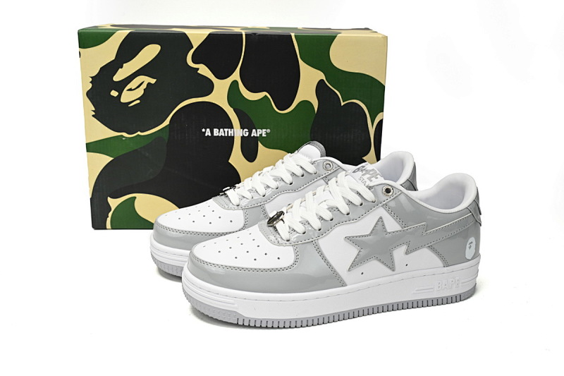 【AD1BP】白浅灰-54 跑量款芭比猿猴低帮板鞋 1170-191-021 A Bathing Ape Bape Sta Low White Grey Rao Noodles