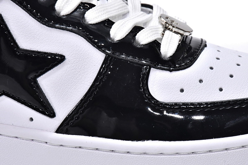 【AD1BP】白黑镜面 跑量款芭比猿猴低帮板鞋 1H70-191-001 A Bathing Ape Bape Sta Low Black White