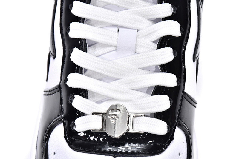【AD1BP】白黑镜面 跑量款芭比猿猴低帮板鞋 1H70-191-001 A Bathing Ape Bape Sta Low Black White