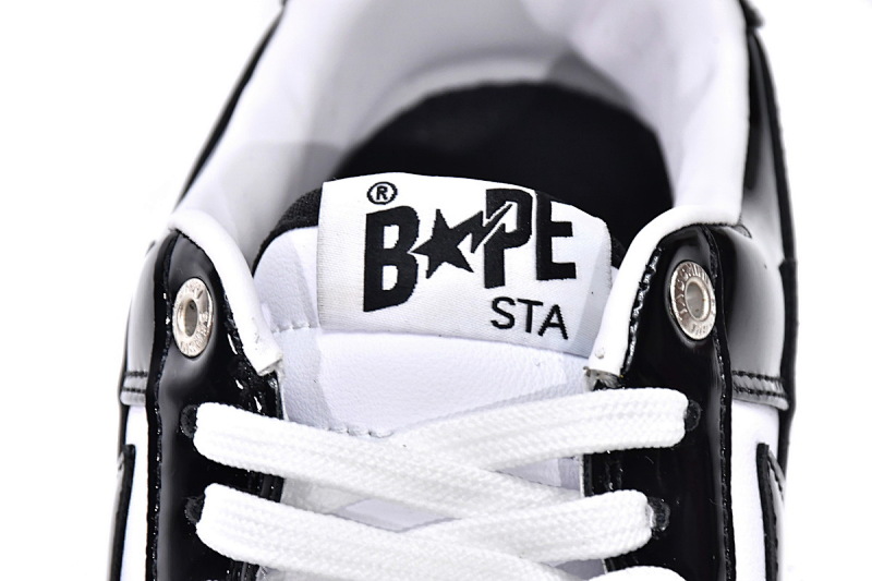【AD1BP】白黑镜面 跑量款芭比猿猴低帮板鞋 1H70-191-001 A Bathing Ape Bape Sta Low Black White