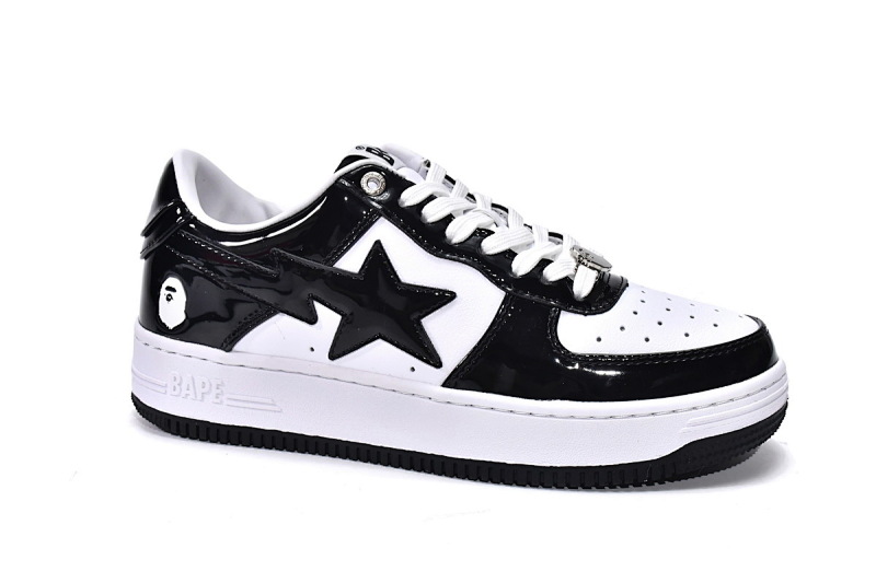 【AD1BP】白黑镜面 跑量款芭比猿猴低帮板鞋 1H70-191-001 A Bathing Ape Bape Sta Low Black White