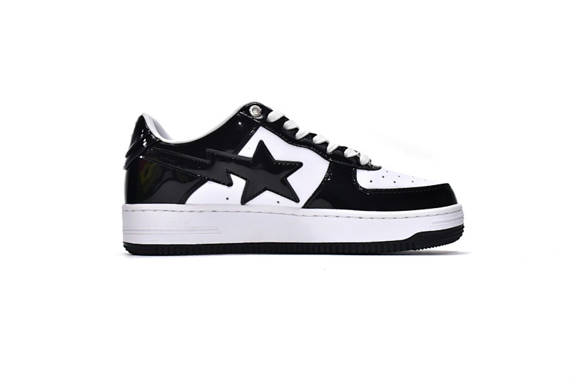 【AD1BP】白黑镜面 跑量款芭比猿猴低帮板鞋 1H70-191-001 A Bathing Ape Bape Sta Low Black White