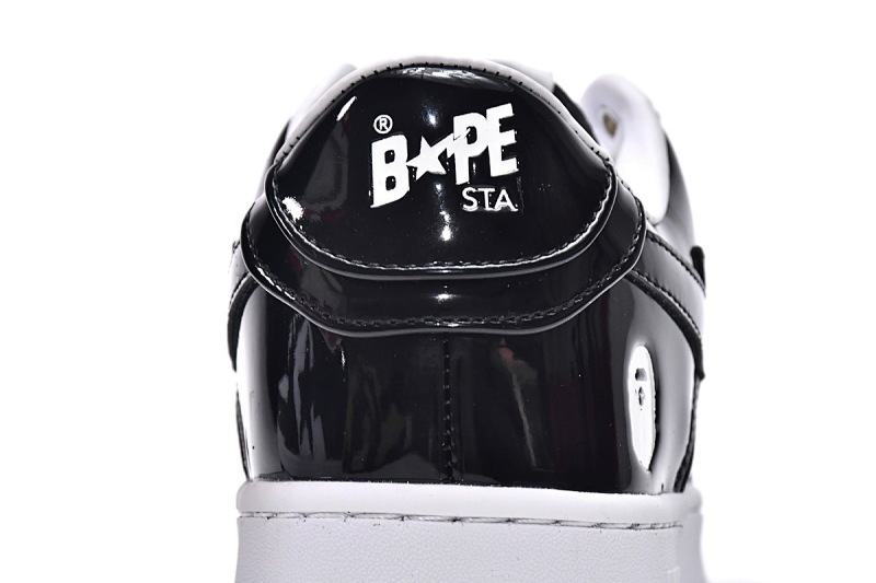 【AD1BP】白黑镜面 跑量款芭比猿猴低帮板鞋 1H70-191-001 A Bathing Ape Bape Sta Low Black White