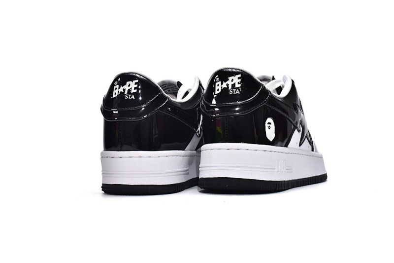 【AD1BP】白黑镜面 跑量款芭比猿猴低帮板鞋 1H70-191-001 A Bathing Ape Bape Sta Low Black White