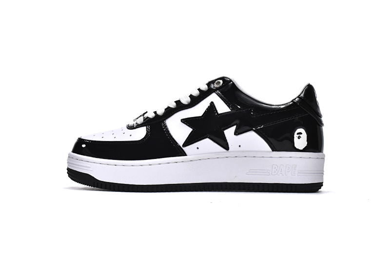 【AD1BP】白黑镜面 跑量款芭比猿猴低帮板鞋 1H70-191-001 A Bathing Ape Bape Sta Low Black White