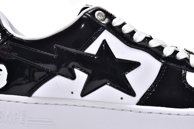 【AD1BP】白黑镜面 跑量款芭比猿猴低帮板鞋 1H70-191-001 A Bathing Ape Bape Sta Low Black White