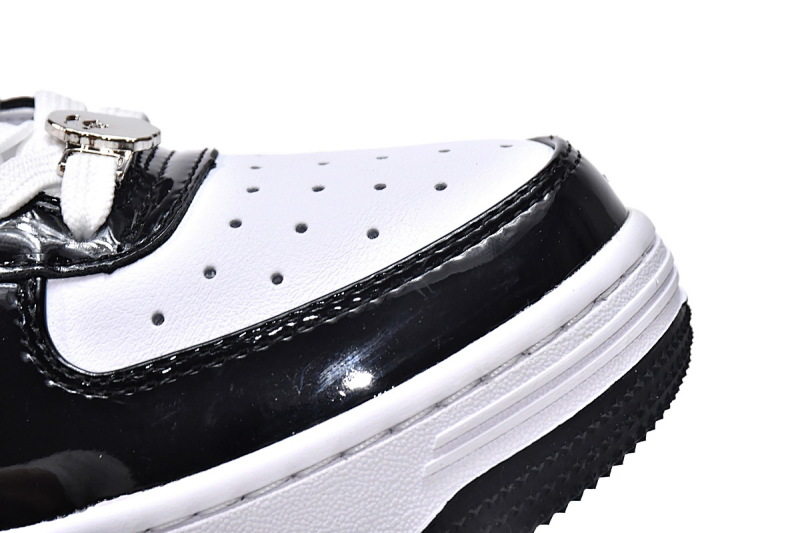 【AD1BP】白黑镜面 跑量款芭比猿猴低帮板鞋 1H70-191-001 A Bathing Ape Bape Sta Low Black White