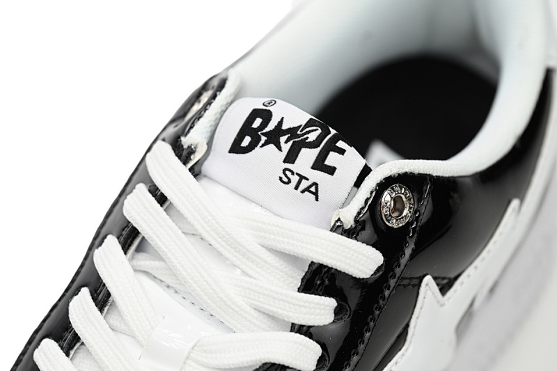 【AD1BP】黑白鲨鱼-51 跑量款芭比猿猴低帮板鞋 1H30-191-009 A Bathing Ape Bape Sta Low Black and White Shark