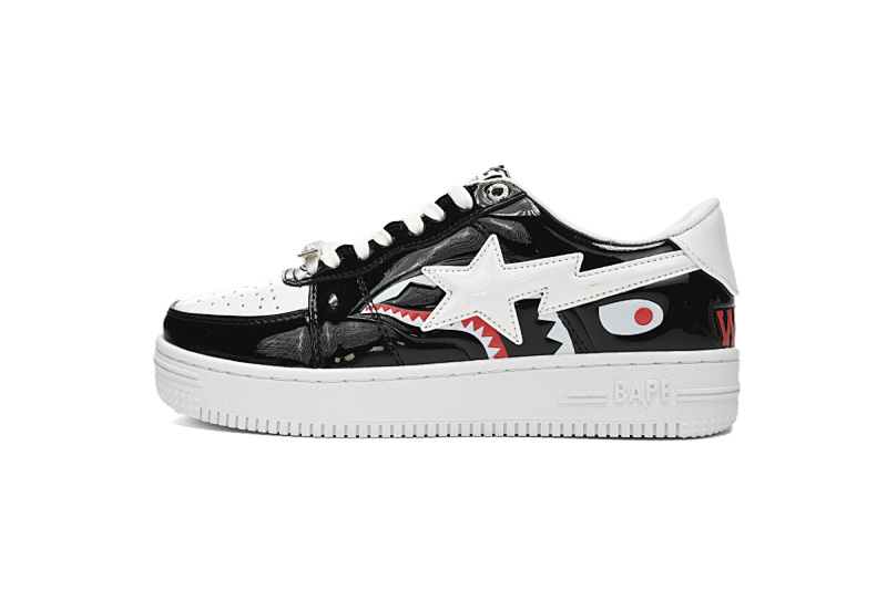 【AD1BP】黑白鲨鱼-51 跑量款芭比猿猴低帮板鞋 1H30-191-009 A Bathing Ape Bape Sta Low Black and White Shark