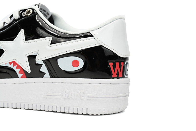 【AD1BP】黑白鲨鱼-51 跑量款芭比猿猴低帮板鞋 1H30-191-009 A Bathing Ape Bape Sta Low Black and White Shark