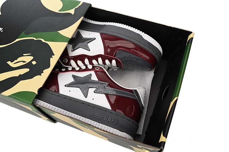 【AD1BP】酒红灰-52 跑量款芭比猿猴低帮板鞋 1180-191-0096 A Bathing Ape Bape Sta Low Sprinkle Red