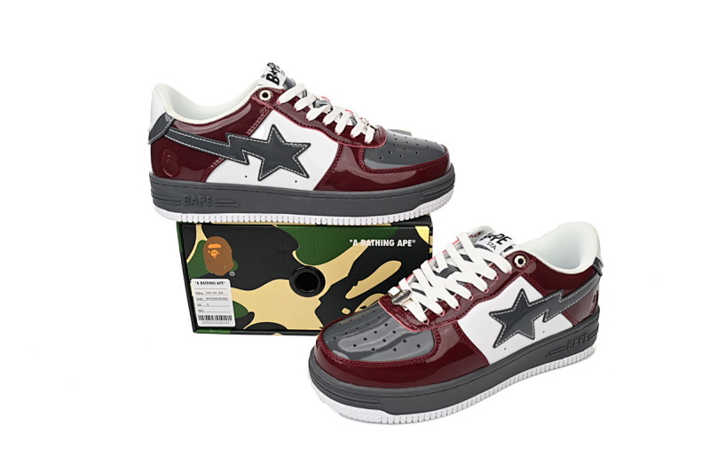 【AD1BP】酒红灰-52 跑量款芭比猿猴低帮板鞋 1180-191-0096 A Bathing Ape Bape Sta Low Sprinkle Red