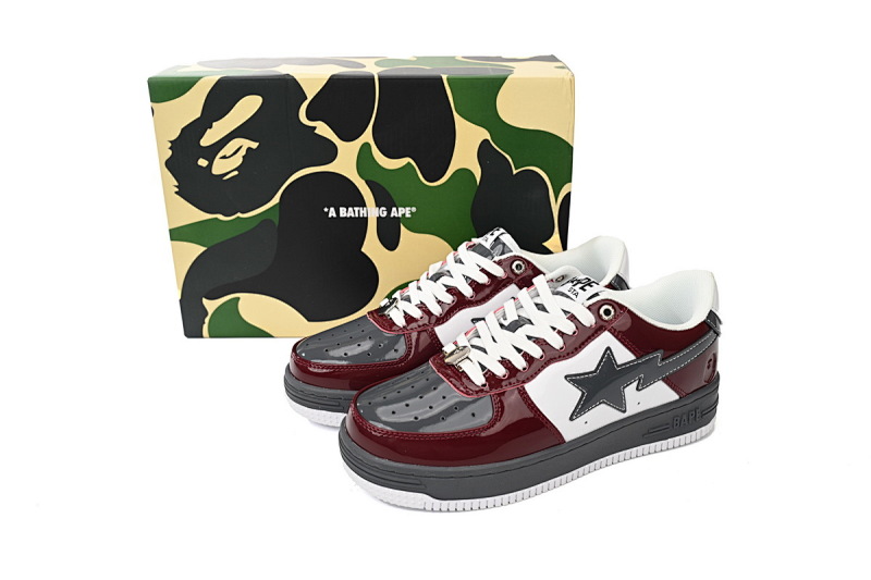 【AD1BP】酒红灰-52 跑量款芭比猿猴低帮板鞋 1180-191-0096 A Bathing Ape Bape Sta Low Sprinkle Red