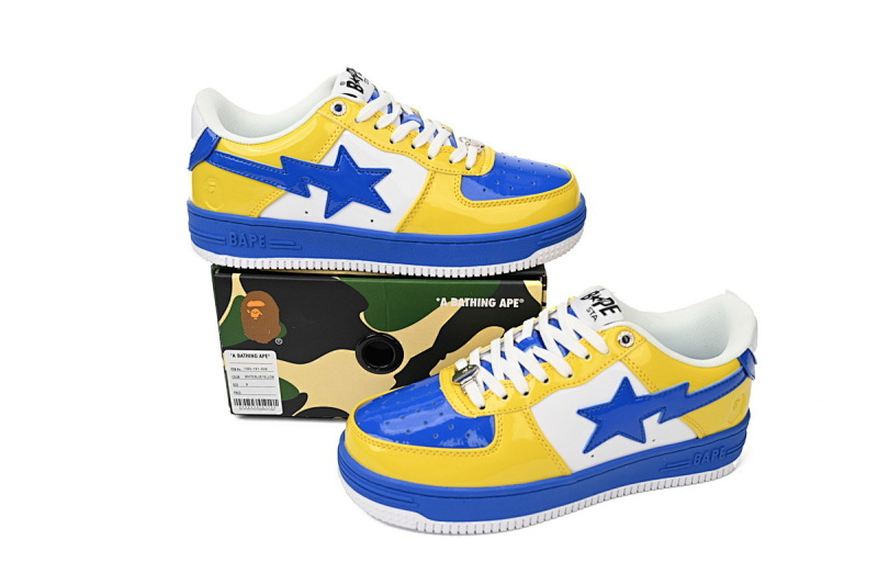 【AD1BP】白宝兰黄-50 跑量款芭比猿猴低帮板鞋 1180-191-006 A Bathing Ape Bape Sta Low White Baolan Yellow