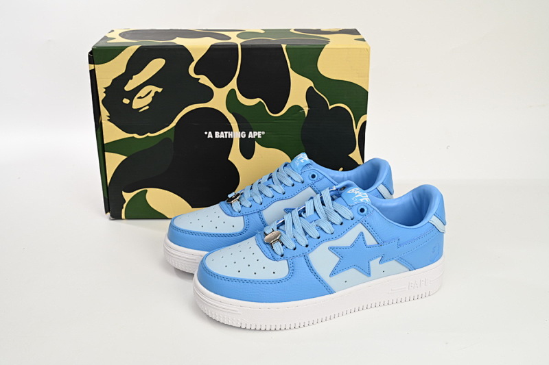 【AD1BP】全天蓝-43 跑量款芭比猿猴低帮板鞋 OZXSHM-191-006K A Bathing Ape Bape Sta Low  All Sky Blue