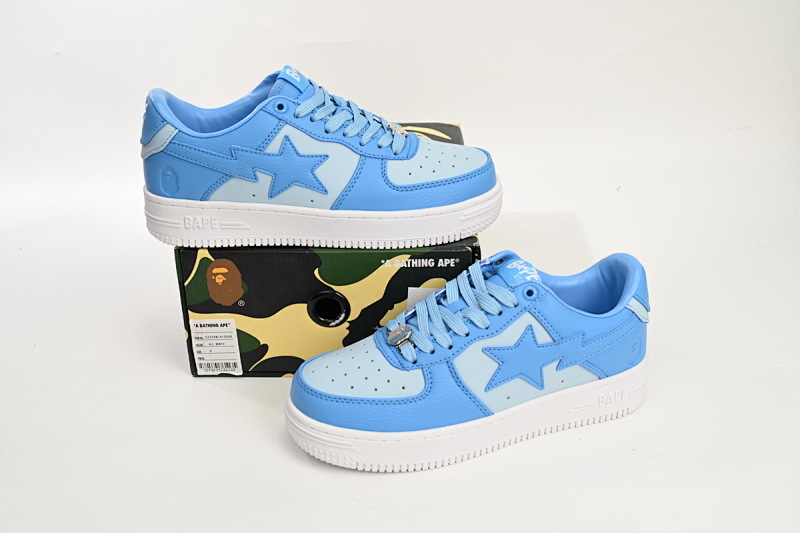 【AD1BP】全天蓝-43 跑量款芭比猿猴低帮板鞋 OZXSHM-191-006K A Bathing Ape Bape Sta Low  All Sky Blue