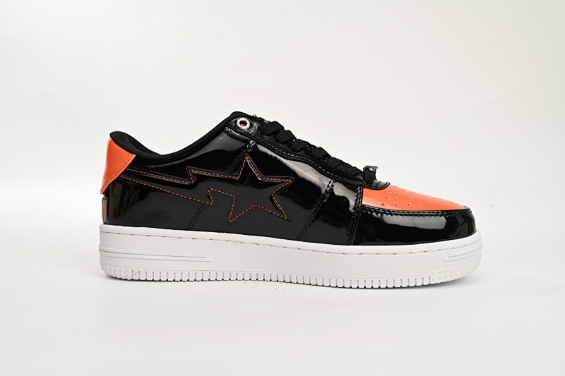 【AD1BP】黑桔鲨鱼-47 跑量款芭比猿猴低帮板鞋 1H30-191-005 A Bathing Ape Bape Sta Low  Orange Shark