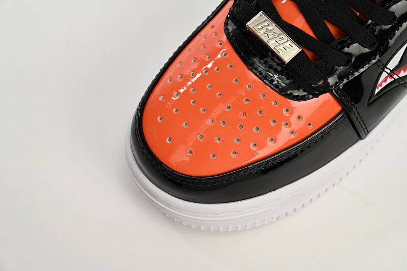 【AD1BP】黑桔鲨鱼-47 跑量款芭比猿猴低帮板鞋 1H30-191-005 A Bathing Ape Bape Sta Low  Orange Shark