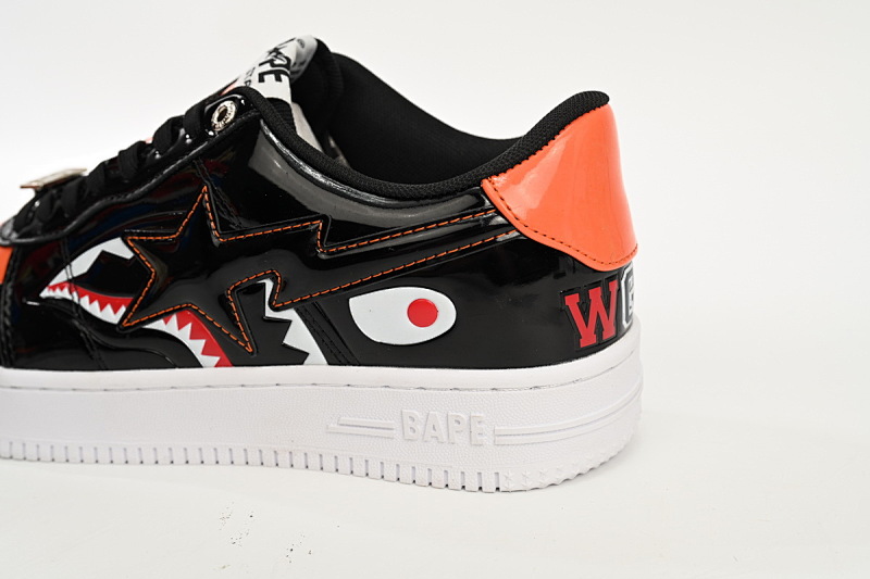 【AD1BP】黑桔鲨鱼-47 跑量款芭比猿猴低帮板鞋 1H30-191-005 A Bathing Ape Bape Sta Low  Orange Shark