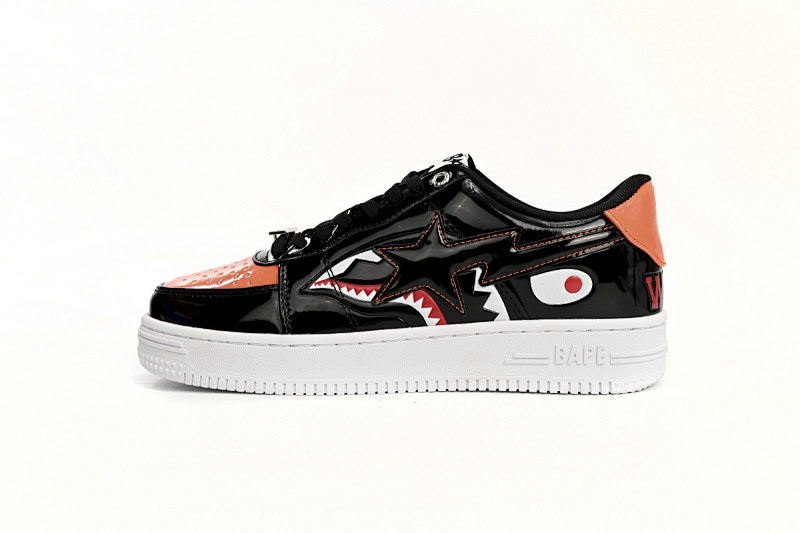 【AD1BP】黑桔鲨鱼-47 跑量款芭比猿猴低帮板鞋 1H30-191-005 A Bathing Ape Bape Sta Low  Orange Shark
