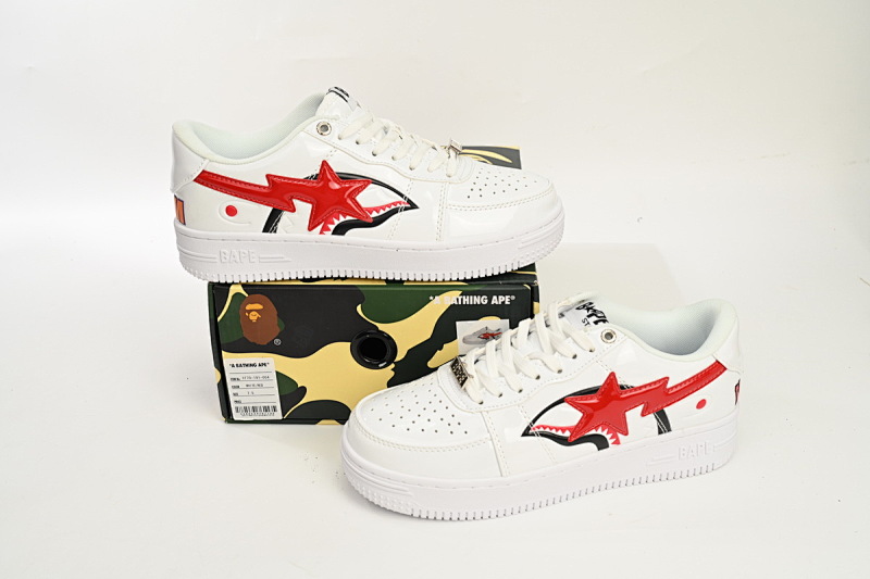 【AD1BP】白鲨鱼-46 跑量款芭比猿猴低帮板鞋 1F70-191-004 A Bathing Ape Bape Sta Low  White Shark