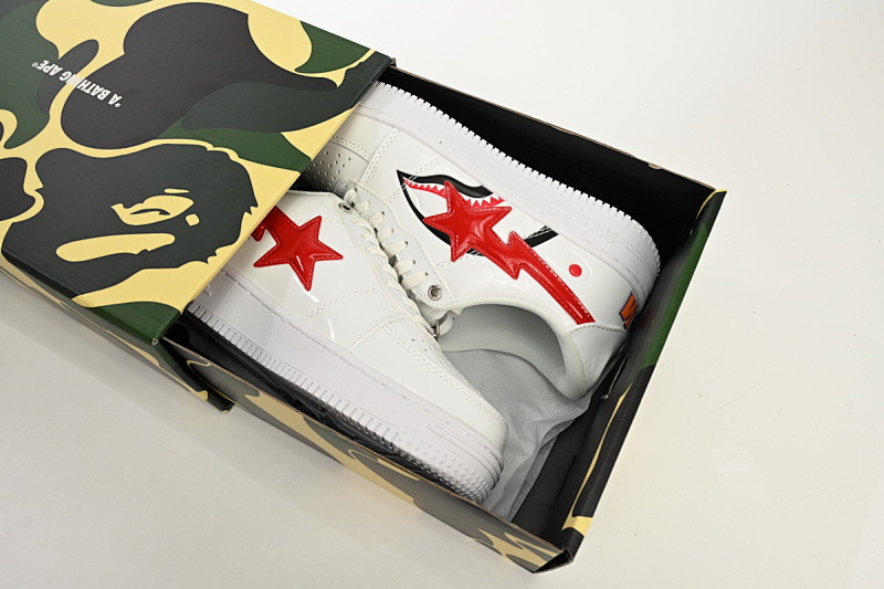 【AD1BP】白鲨鱼-46 跑量款芭比猿猴低帮板鞋 1F70-191-004 A Bathing Ape Bape Sta Low  White Shark