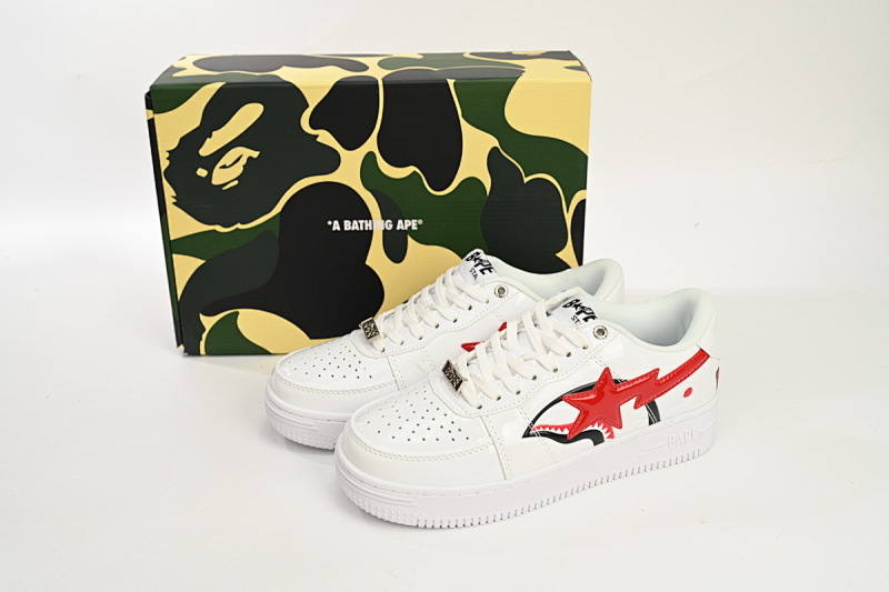 【AD1BP】白鲨鱼-46 跑量款芭比猿猴低帮板鞋 1F70-191-004 A Bathing Ape Bape Sta Low  White Shark