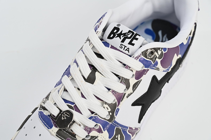 【AD1BP】白紫彩喷 跑量款芭比猿猴低帮板鞋 1H30-191-004 A Bathing Ape Bape Sta Low White Purple Color Spray