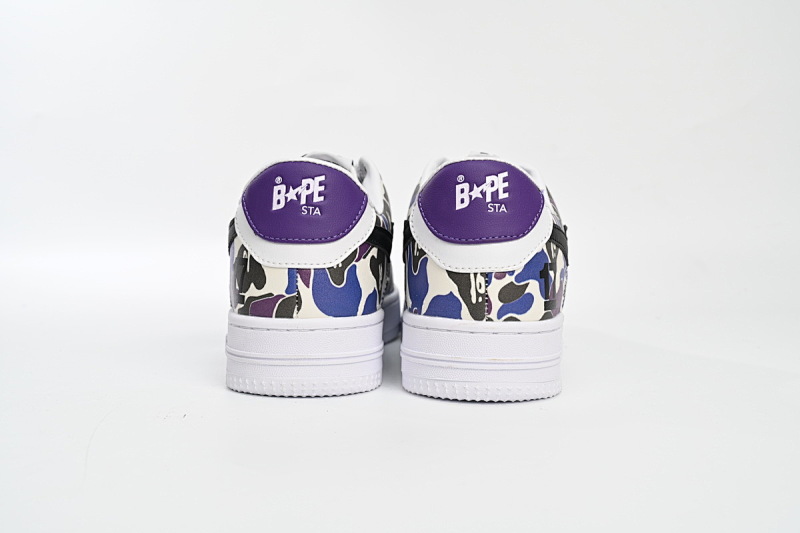 【AD1BP】白紫彩喷 跑量款芭比猿猴低帮板鞋 1H30-191-004 A Bathing Ape Bape Sta Low White Purple Color Spray