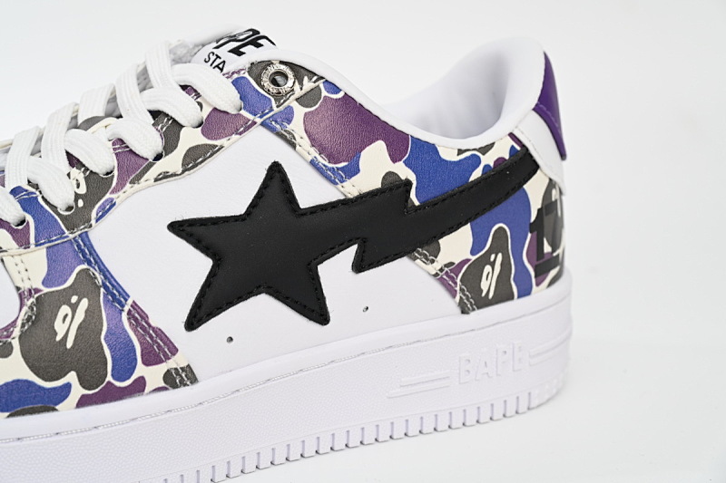 【AD1BP】白紫彩喷 跑量款芭比猿猴低帮板鞋 1H30-191-004 A Bathing Ape Bape Sta Low White Purple Color Spray
