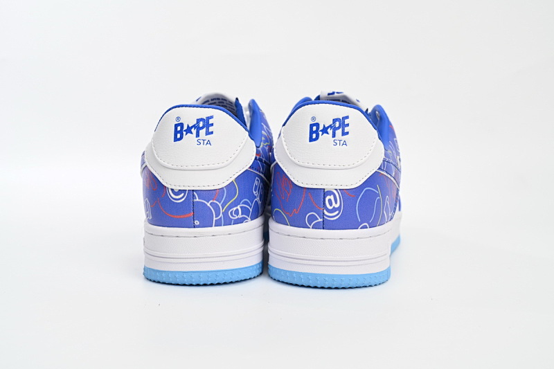 【AD1BP】兰色彩喷-38 跑量款芭比猿猴低帮板鞋 1H73 191 913 A Bathing Ape Bape Sta Low Black Blue Color Spray Painting