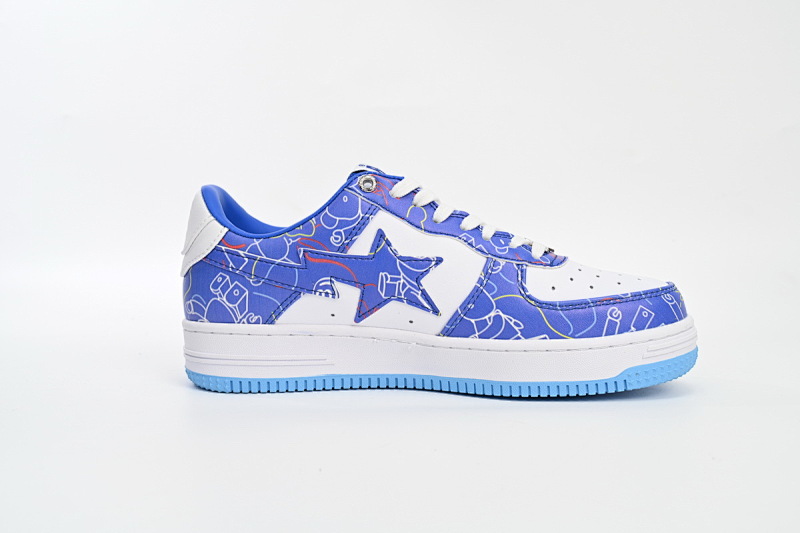 【AD1BP】兰色彩喷-38 跑量款芭比猿猴低帮板鞋 1H73 191 913 A Bathing Ape Bape Sta Low Black Blue Color Spray Painting