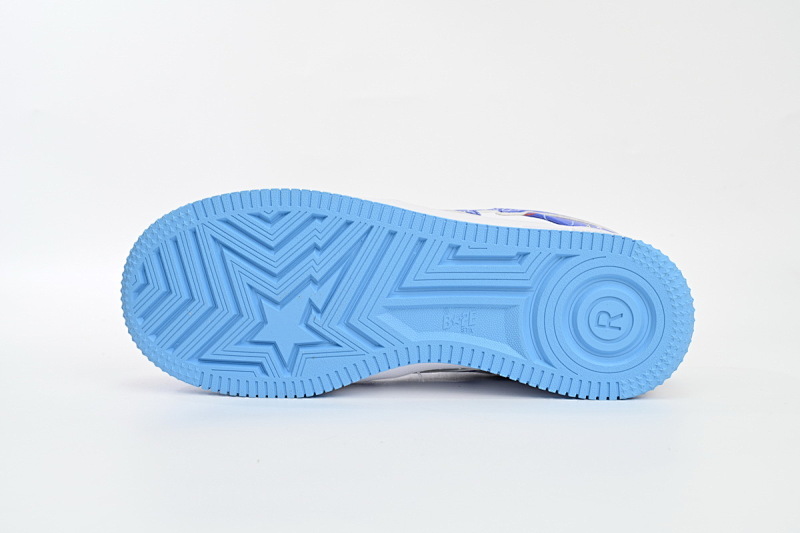 【AD1BP】兰色彩喷-38 跑量款芭比猿猴低帮板鞋 1H73 191 913 A Bathing Ape Bape Sta Low Black Blue Color Spray Painting