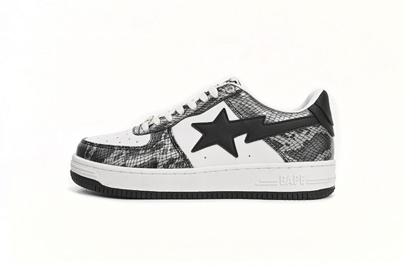 【AD1BP】黑蛇皮-44 跑量款芭比猿猴低帮板鞋 1180 191 009 A Bathing Ape Bape Sta Low Black Black Snake Skin