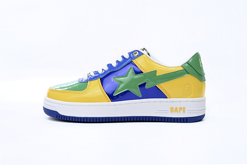 【AD1BP】黄绿兰-36 跑量款芭比猿猴低帮板鞋 1180 191 004 A Bathing Ape Bape Sta Low Black Yellow Green Orchid