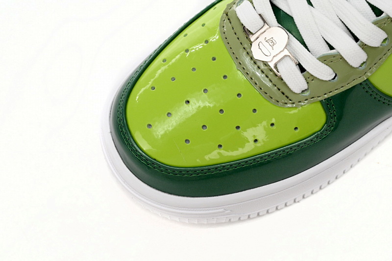 【AD1BP】荧光绿-34 跑量款芭比猿猴低帮板鞋 1H20 190 046 A Bathing Ape Bape Sta Low Black Green Mirror Surface