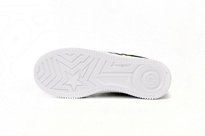 【AD1BP】荧光绿-34 跑量款芭比猿猴低帮板鞋 1H20 190 046 A Bathing Ape Bape Sta Low Black Green Mirror Surface
