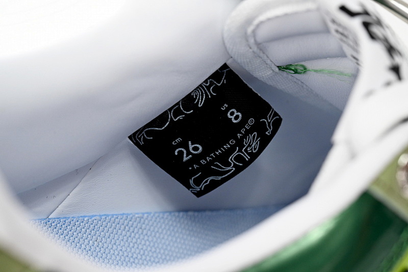 【AD1BP】荧光绿-34 跑量款芭比猿猴低帮板鞋 1H20 190 046 A Bathing Ape Bape Sta Low Black Green Mirror Surface