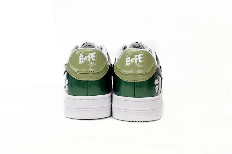 【AD1BP】荧光绿-34 跑量款芭比猿猴低帮板鞋 1H20 190 046 A Bathing Ape Bape Sta Low Black Green Mirror Surface