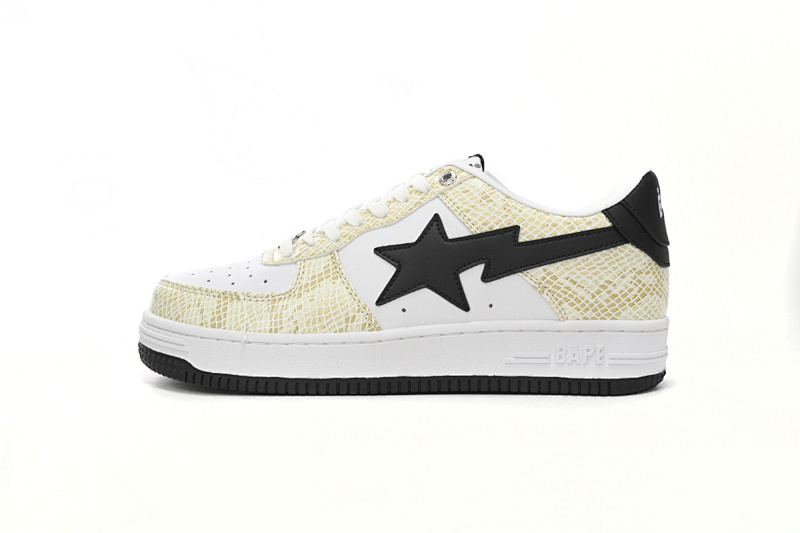 【AD1BP】白蛇皮纹-32 跑量款芭比猿猴低帮板鞋 1I80 191 009 A Bathing Ape Bape Sta Low White Snake Skin Pattern