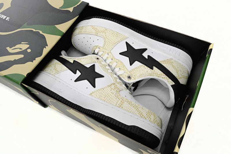 【AD1BP】白蛇皮纹-32 跑量款芭比猿猴低帮板鞋 1I80 191 009 A Bathing Ape Bape Sta Low White Snake Skin Pattern