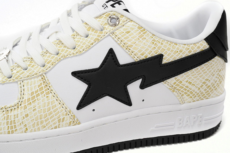 【AD1BP】白蛇皮纹-32 跑量款芭比猿猴低帮板鞋 1I80 191 009 A Bathing Ape Bape Sta Low White Snake Skin Pattern