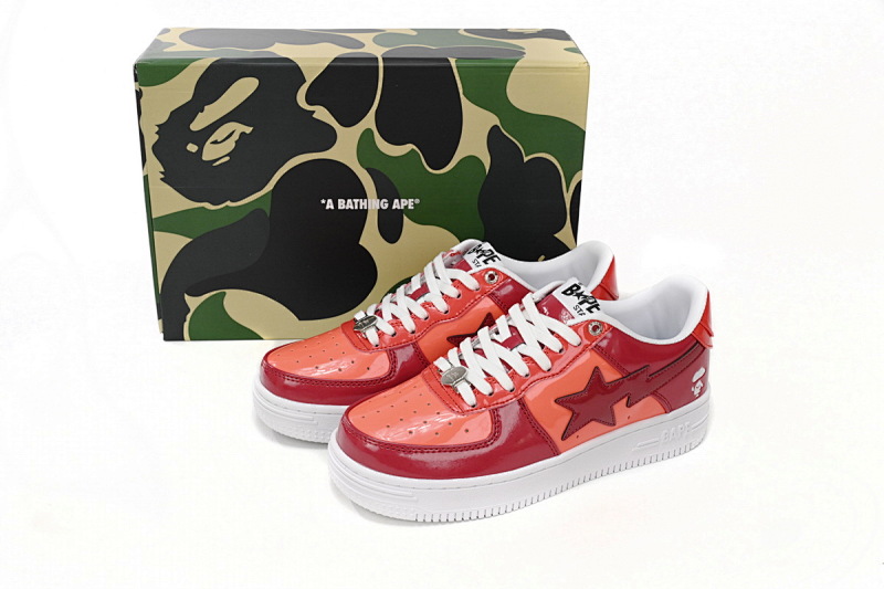 【AD1BP】酒红镜面-30 跑量款芭比猿猴低帮板鞋 1H20 191 046 A Bathing Ape Bape Sta Low White Dark Red Mirror Surface