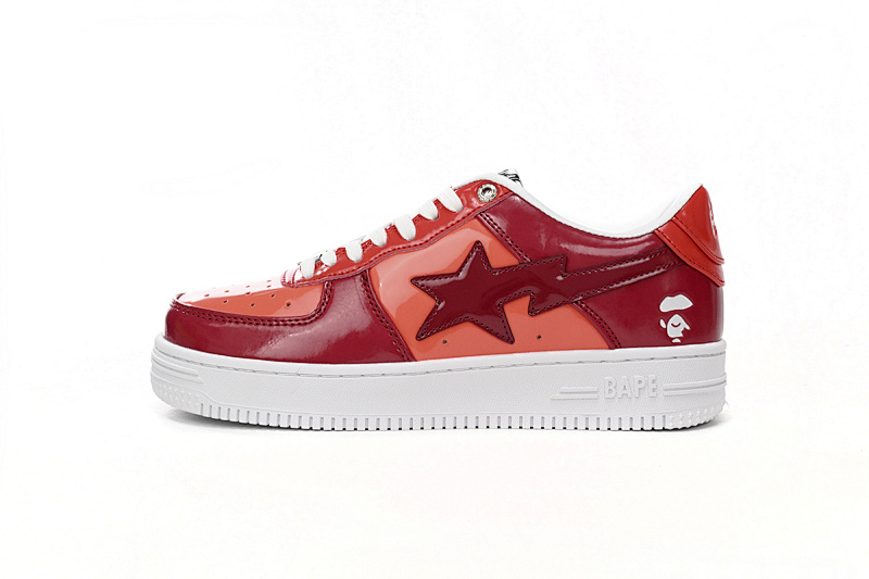 【AD1BP】酒红镜面-30 跑量款芭比猿猴低帮板鞋 1H20 191 046 A Bathing Ape Bape Sta Low White Dark Red Mirror Surface