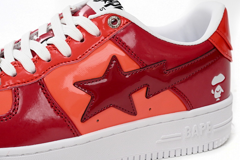 【AD1BP】酒红镜面-30 跑量款芭比猿猴低帮板鞋 1H20 191 046 A Bathing Ape Bape Sta Low White Dark Red Mirror Surface