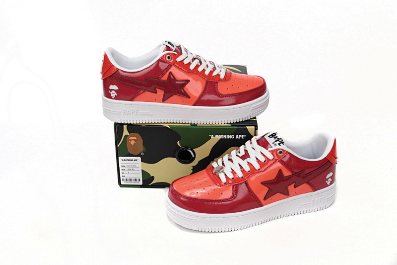 【AD1BP】酒红镜面-30 跑量款芭比猿猴低帮板鞋 1H20 191 046 A Bathing Ape Bape Sta Low White Dark Red Mirror Surface