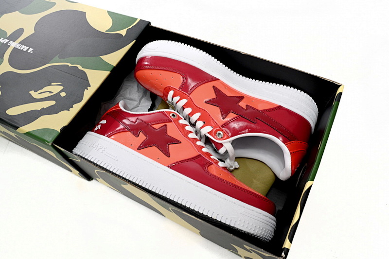 【AD1BP】酒红镜面-30 跑量款芭比猿猴低帮板鞋 1H20 191 046 A Bathing Ape Bape Sta Low White Dark Red Mirror Surface