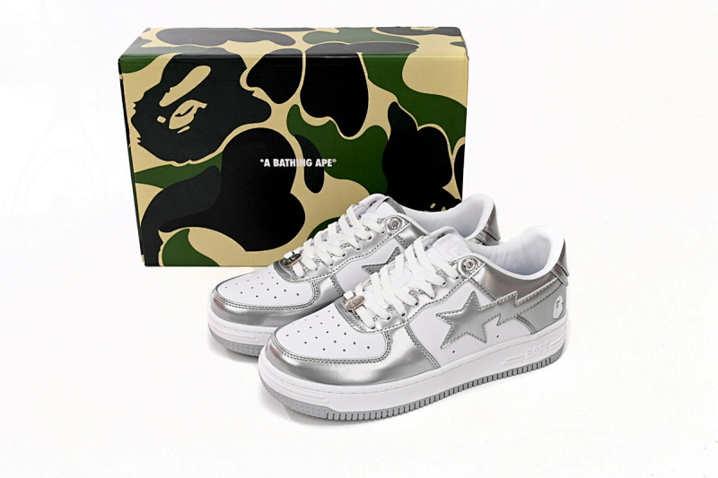 yupoo_298657_0498a60e.jpg 【AD1BP】白银 跑量款芭比猿猴低帮板鞋 1H73 191 921 A Bathing Ape Bape Sta Low Silver
