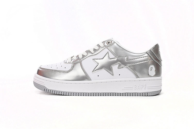 【AD1BP】白银 跑量款芭比猿猴低帮板鞋 1H73 191 921 A Bathing Ape Bape Sta Low Silver