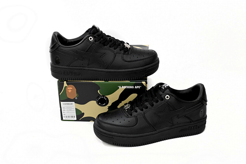 【AD1BP】全黑 跑量款芭比猿猴低帮板鞋 1J30 -191- 013 A Bathing Ape Bape Sta Low Black